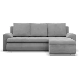 mebligo Rechts Ecksofa mit Schlaffunktion FORESTA, Sofa mit bettkasten Cord Grau - Grau