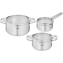 Topf-Set TEFAL "Jamie Oliver Ingenio G6, Topfset Induktion mit Pfannen", silber (edelstahlfarben), Töpfe, Thermo-Signal, für alle Herdarten geeignet, L9769932