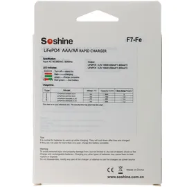Soshine Ladegerät für LiFePO4 IFR 3,2 Volt Akkus, nur Akkus mit 3,2V ladbar, mit 2 Ladeschächten, für 14500, 10440 und AAA, AA Akkus