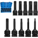 ZLLZPZD 10-tlg Steckschlüssel set 1/2" Vielzahn Nuss Satz, H5, H6, H7, H8, H10,H12, H14, H16,H17, H19,Sechskant Schlagschrauber Bits Set Torx Nuss Satz Innensechskant Schrauben