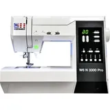 W6 Nähmaschine N 3300 Pro mit 7 Segmente/Punkte Transporteur, verstellbarem Nähanpreßdruck, Sicherheitsfunktion für Zwillingsnadel, LED-Display für Stichfunktionen, 120 Programme