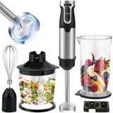 Stabmixer, 1000 W BPA-freies & spülmaschinenfestes Zubehör Pürierstab, Elektrischer Schneebesen, 4 in 1 Stabmixer Set für die Küche, Starke Leistung Edelstahl-Mixfuß Mixbecher