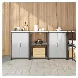 vidaXL Aufbewahrungsset für die Küche mit Regal 3 Pcs Silber Edelstahl