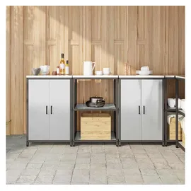 vidaXL Aufbewahrungsset für die Küche mit Regal 3 Pcs Silber Edelstahl