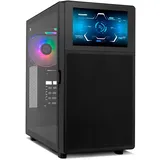 NOX XTREME PRODUCTS NOX Hummer BIOS – ATX/Micro-ATX/ITX Midi-Tower mit 8"-LCD-Display, Front Metal Mesh, Seitenfenster aus gehärtetem Glas, Platz für 11 Lüfter, USB-C/USB 3.0, Schwarz