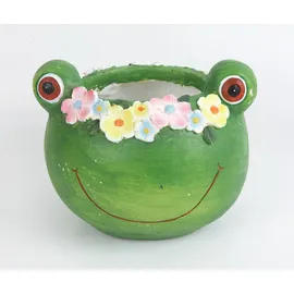 Trendline Pflanztopf Polyresin Frosch 18 x 17 x 21 cm grün