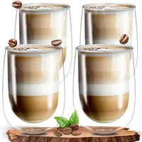 ElbFuchs® Doppelwandige Latte Macchiato Gläser Set [2x 350ml] Kristallklare Thermogläser doppelwandig | Ideal als Cappuccino Gläser | Kaffeegläser | Teegläser