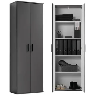 mokebo mokebo® Mehrzweckschrank Schwarz, Holzwerkstoff, 4 Fächer, 60x180x34 cm, Waschküche, Mehrzweckschränke