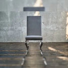 KAWOLA Stuhl LEIA Esszimmerstuhl Barock Velvet grau