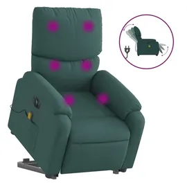 vidaXL Massagesessel Elektrisch 99 x 99 x 99 cm Dunkelgrün mit Aufstehhilfe