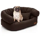 Juelle Hundebett - mittelgroße Hunde Sofa Abnehmbarer Bezug maschinenwaschbar flauschiges Bett, Hundesessel Santi S-XXL (Größe: M - 80x60cm, Dunkelbraun)