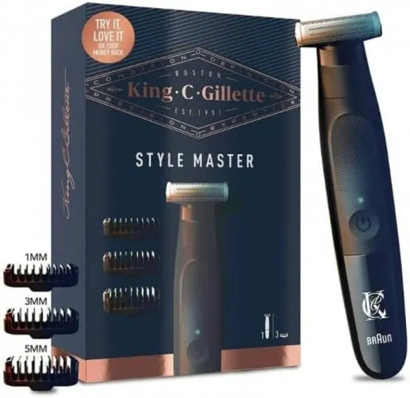 King C. Gillette Style Master Kabelloser Bart- und Haarschneider, Herrenrasierer mit Mehrtagesbart, 3 austauschbare Aufsätze