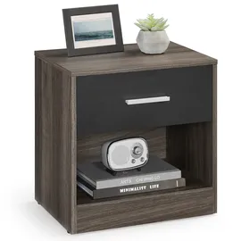 VASAGLE Beistelltisch, mit Schublade, für Schlafzimmer, kastanienbraun-tintenschwarz