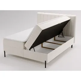 GRAINGOLD Boxspringbett Primavera 160x200 - Bett mit Matratze und Topper - Boxspringbett mit Bettkasten und Matratze - Boxspringbett Creme (Komodo 10) - Weiß