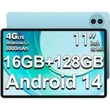 Teclast P50 Tablet 11+Zoll Android 14 Tablett, 16GB RAM+128GB ROM(4TB TF), 4G LTE Dual SIM+5G WLAN Tablet, Unisoc Octa-Core T606 CPU, 8000mAh/GPS/Widevine L1/13MP+5MP/Type-C/GMS/BT5/3.5MM Audio [2025]