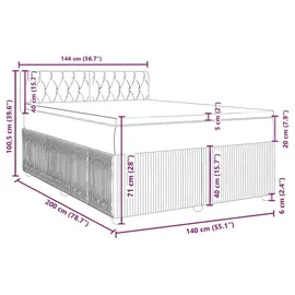 vidaXL Boxspringbett mit Matratze Dunkelgrau 140x200 cm Stoff