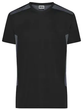 Herren BIO Workwear T-Shirt Kontrast JN1824, schwarz/carbon, Größe L - schwarz - L