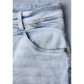 STREET ONE Loose-fit-Jeans STREET ONE, Damen, Gr. 34, Länge 26, blau (bleached random wash), Jeans, 89% Baumwolle, 8% Polyester, 3% Elasthan, unifarben, 7/8-Länge, Jeans, im Loose Fit