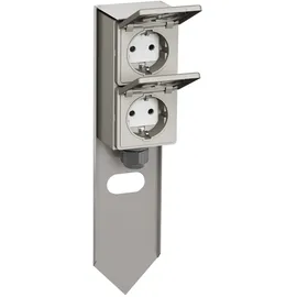 ledscom.de Steckdosensäule PIWI Edelstahl 30 cm 2 St.