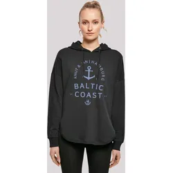 Kapuzenpullover F4NT4STIC "Ostsee Logo Knut & Jan Hamburg", Damen, Gr. S, schwarz, Obermaterial: 100% Baumwolle, casual, oversize, Langarm, Pullover, Print