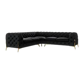 S-Style Chesterfield Ecksofa Natalie ¦ schwarz ¦ Maße (cm): B: 264 H: 75