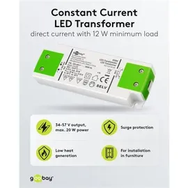 goobay 65584 LED Trafo 350 mA/20 W/LED Transformator für Konstantstrom/LED Treiber Konstantstromquelle/Transformator Innenbeleuchtung/Netzteil Licht