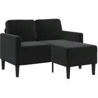 vidaXL 2-Sitzer-Sofa mit Chaiselongue L-Form Schwarz 125 cm Samt