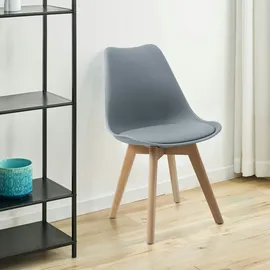 Svita MATS 2er Set Esszimmerstühle Küchenstühle Holz Lehne Kunstleder Grau