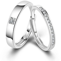 AquaBreeze Partnerring 925 Silber Ring, Männer und Frauen Paar Ring (1-tlg., Cubic Zirkonia Verlobungsring), Größe einstellbar