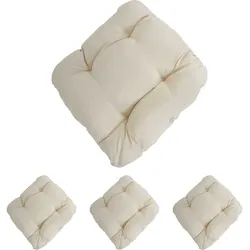 4er-Set Sitzkissen Dublin, Stuhlkissen Kissen, 41x38x8cm ~ creme