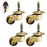 Flyme - 4X Rollen, Lenkrollen, Messing-Möbelrollen, Transportrollen, Lenkrollen, Leises Rollen, für Möbel, Geräte und Ausrüstung, Kleine Mini-Rollen