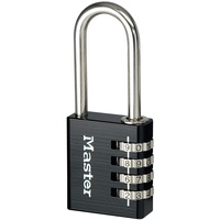 Master Lock Vorhängeschloss langer Bügel aus Aluminium, Schwarz, 4 x 10,2 x 1,5 cm