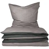 SCHIESSER Doubleface Renforcé silber/schwarz 155 x 220 cm + 80 x 80 cm