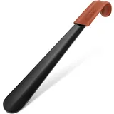 NINEMAX SchuhlöFfel Metall Lang 42cm - Schuhanzieher Lang mit Ledergriff,Stabiler SchuhlöFfel Schwarz,Praktischer Shoe Horn Extra Lang