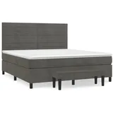 vidaXL Boxspringbett mit Matratze Dunkelgrau 180x200 cm Samt