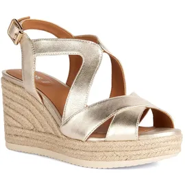 GEOX Damen D Ponza Espadrille Wedge Sandal, LT Gold, 37 EU