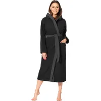 Ladeheid Damen Frottee Bademantel aus 100% Baumwolle LA40-191 (Schwarz-30/Dunkelgrau-12, S) - S