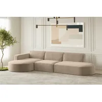 Fun Möbel Ecksofa Designersofa PALMA in Stoff Noel Beige