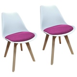 Hti-Living HTI-Living, Stühle, Esszimmerstuhl 2er Set Atlanta Weiss/Pink