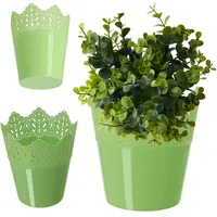 Kadax Spitzen-Blumentopf aus Kunststoff, 16.5 cm, Niedrig, Grün