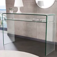 Design Konsolentisch FANTOME 100cm Glas transparent mit Ablage Beistelltisch