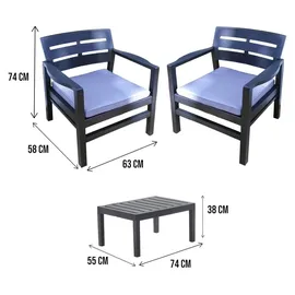 Dmora Outdoor-Lounge-Set 3-tlg. Anthrazit