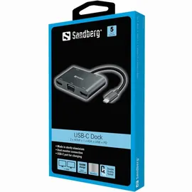 Sandberg USB-C Dock 2xHDMI+1xVGA+USB+PD