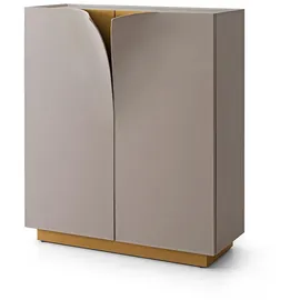 KAWOLA Highboard EMMA grau Fuß Edelstahl messingfarben
