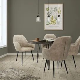 ECD Germany 2er Set Esszimmerstühle mit Rücken- und Armlehnen, Olive, aus Kunstleder