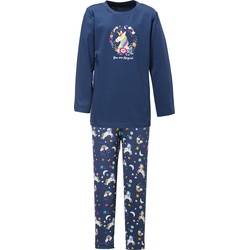 Erwin Müller, Mädchen, Pyjama, Kinder-Schlafanzug, Blau, (134, 140)