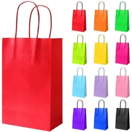 luxuskollektion 12er Set Kraftpapiertüten mit Henkel - Geschenktüten Mehrfarbig