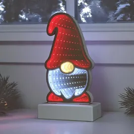 FHS International LED Wichtel Infinity Effekt Weihnachtsdekoration 6/18h Timer USB oder Batteriebetrieb - Rot