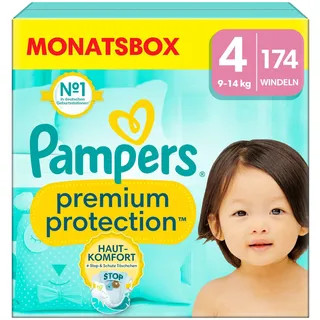 Pampers Premium Protection Gr.4 (9-14 kg) für Babys und Kleinkinder (4-18 Monate), 174