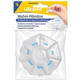 Lifemed Wochen-Pillendose mit 7 Fächern Wochendispenser 7,5 x 7,5 x 1,7 cm 5 Stück)